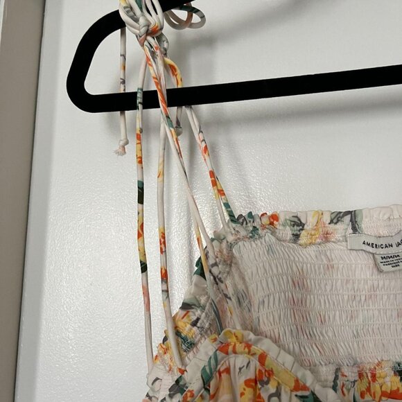 American Eagle Silky Ruched Midi Dress, Size M - Floral Print - Picture 6 of 6